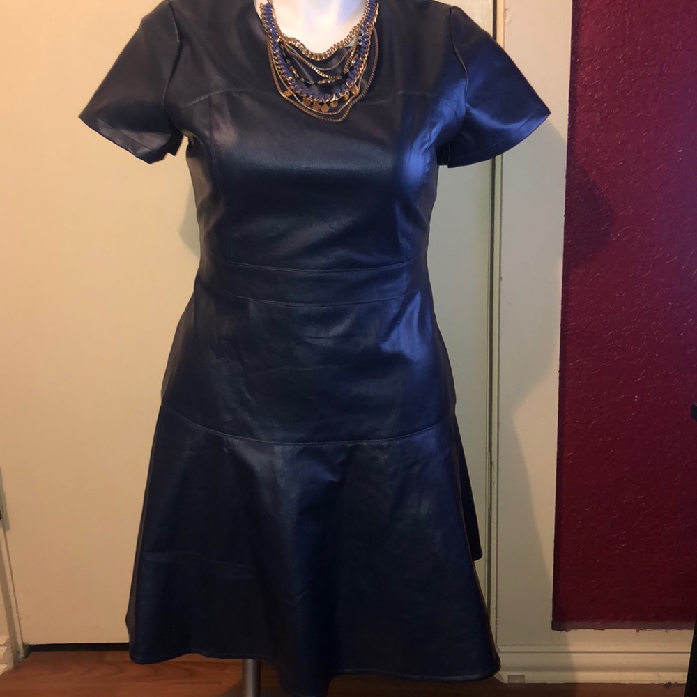 Faux leather mini dress